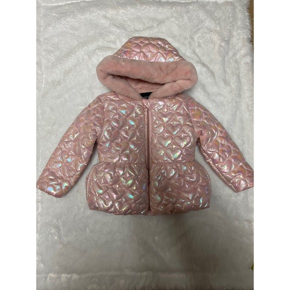 Pink Pearlized Puffer Heart Stitch Kids Jacket Size 24 months by Rothschild - Picture 1 of 6